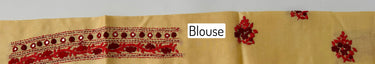 Lightweight Parsi Bullion Embroidery Pure Tussar Silk Saree | Cream yellow | Gujarati Hand Embroidery | Ships from California